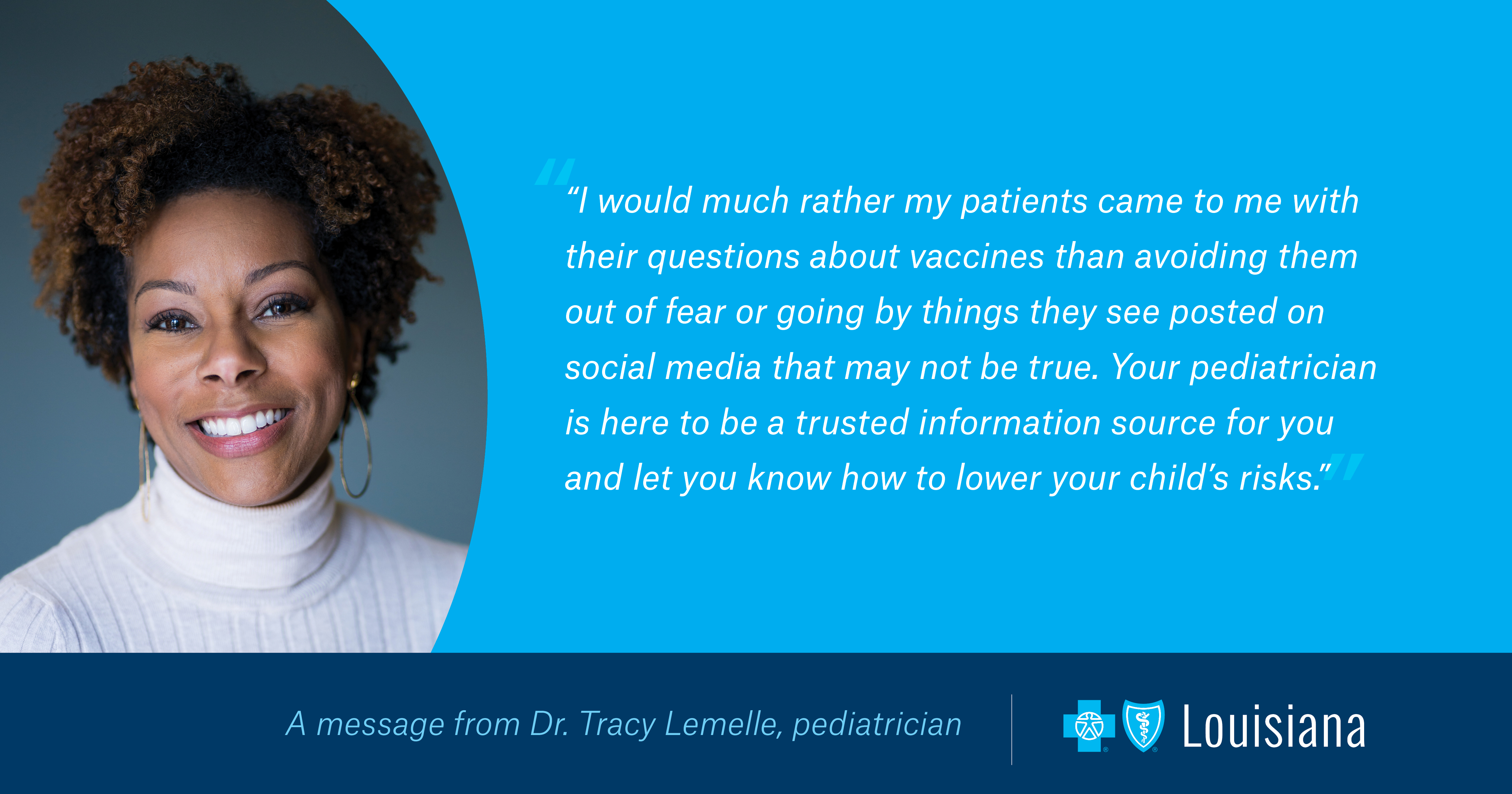 This is a photo of Dr. Tracy Lemelle, along with a quote from this press release.