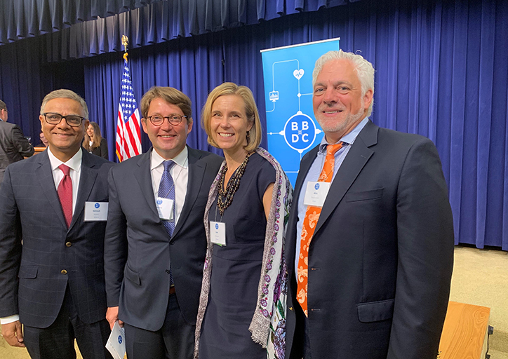 Somesh Nigam (left), chief analytics and data officer at Blue Cross and Blue Shield of Louisiana, appears at the White House Blue Button 2.0 Developers Conference.